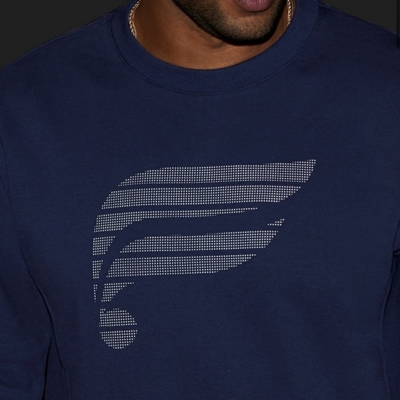 Fabletics Mens The Courtside Crew Navy Reflective Dot Logo French Terry Crew XXL - Picture 11 of 13